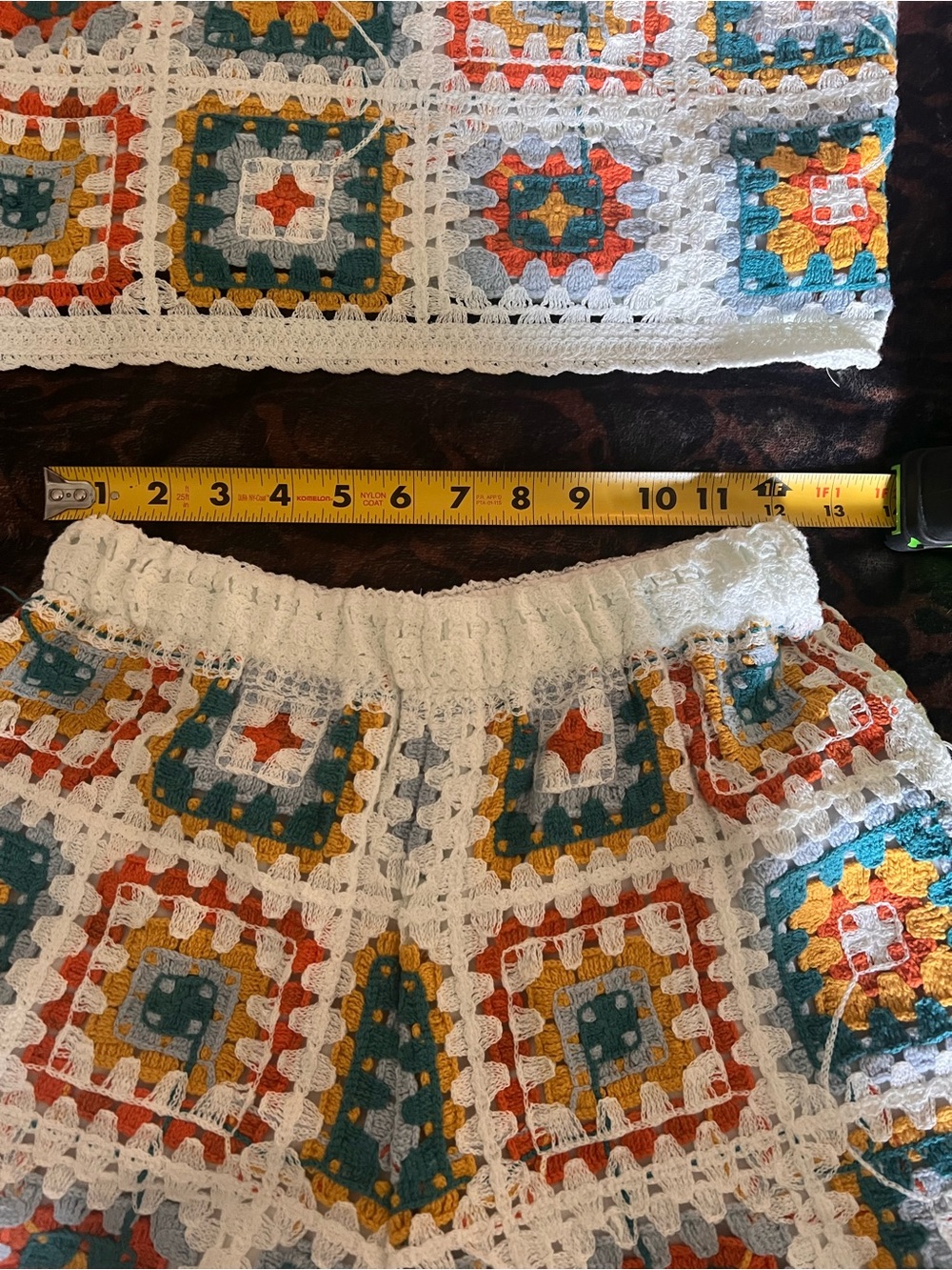 Rebellion White Crochet Two-Piece Set with Teal, Yellow, and Orange Accents - Picture 6 of 7